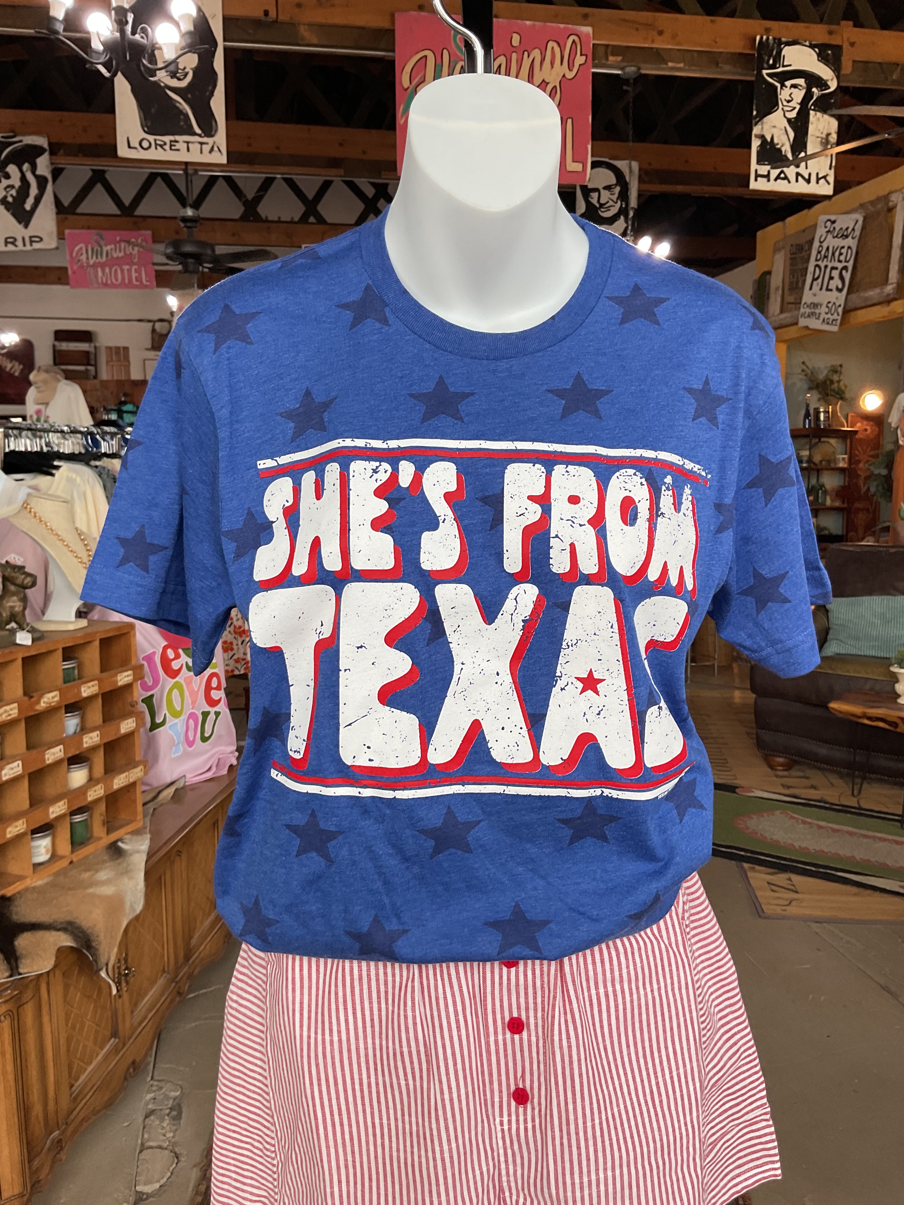She's From Texas Graphic Tee-Graphic Tees-Texas True Threads-Stuffology - Where Vintage Meets Modern, A Boutique for Real Women in Crosbyton, TX