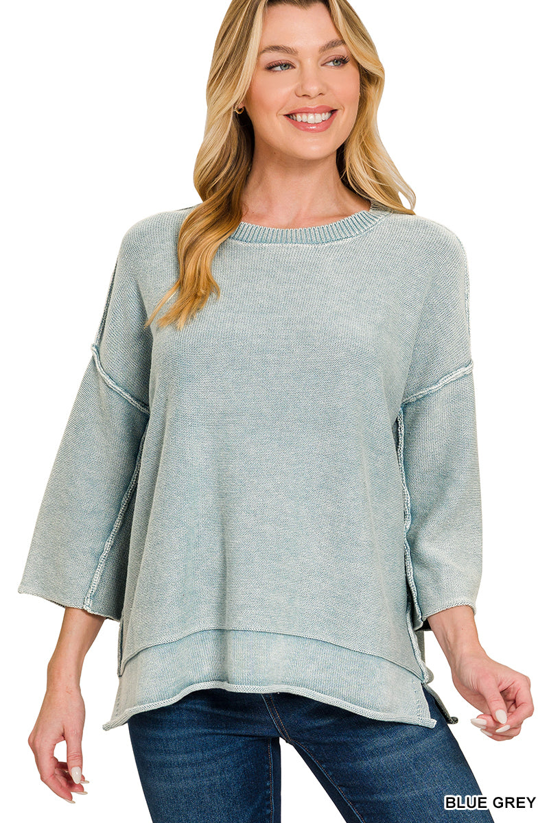 3/4 Sleeve Sweater-Sweaters-Zenana-Stuffology - Where Vintage Meets Modern, A Boutique for Real Women in Crosbyton, TX