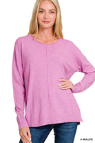 Front Seam Round Neck Sweater-Zenana-Stuffology - Where Vintage Meets Modern, A Boutique for Real Women in Crosbyton, TX