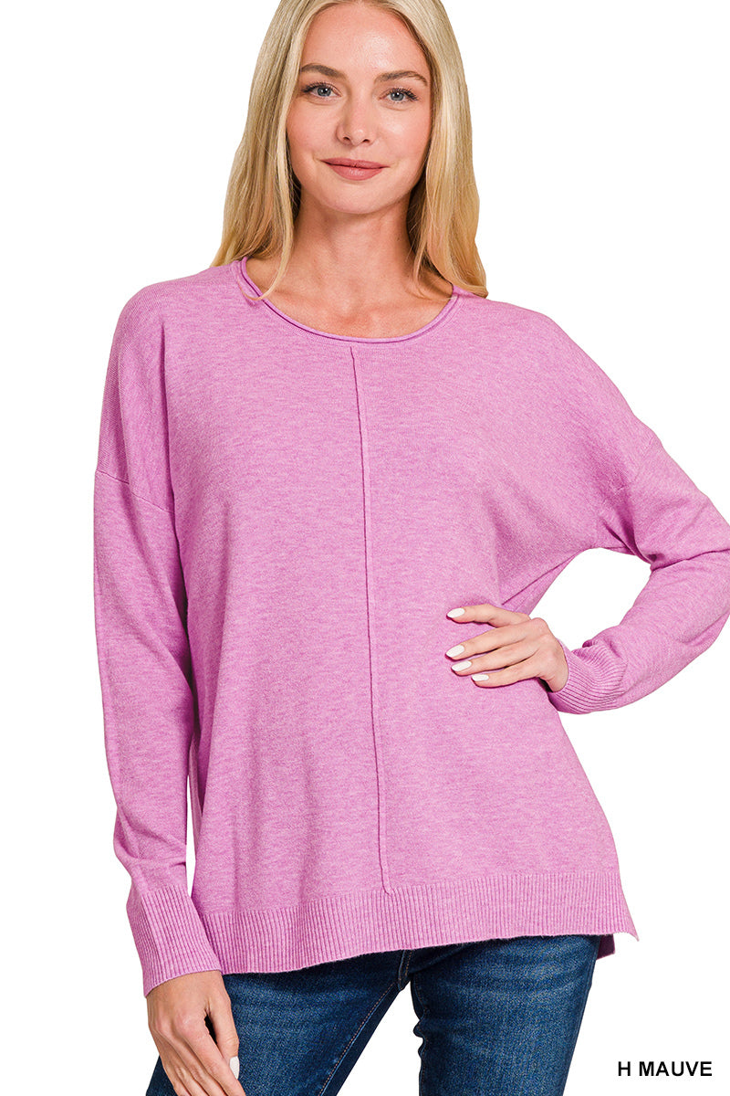 Front Seam Round Neck Sweater-Zenana-Stuffology - Where Vintage Meets Modern, A Boutique for Real Women in Crosbyton, TX