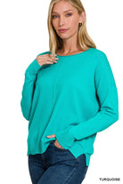 Front Seam Round Neck Sweater-Zenana-Stuffology - Where Vintage Meets Modern, A Boutique for Real Women in Crosbyton, TX