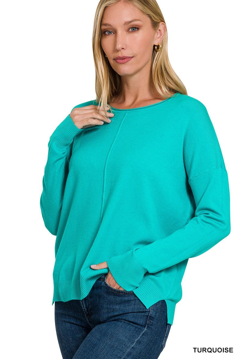 Front Seam Round Neck Sweater-Zenana-Stuffology - Where Vintage Meets Modern, A Boutique for Real Women in Crosbyton, TX