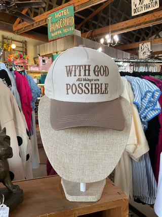Hat - With God All Things Are Possible-Hats-Zenana-Stuffology - Where Vintage Meets Modern, A Boutique for Real Women in Crosbyton, TX