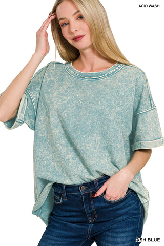 Ash Blue French Terry Top-Top-Zenana-Stuffology - Where Vintage Meets Modern, A Boutique for Real Women in Crosbyton, TX