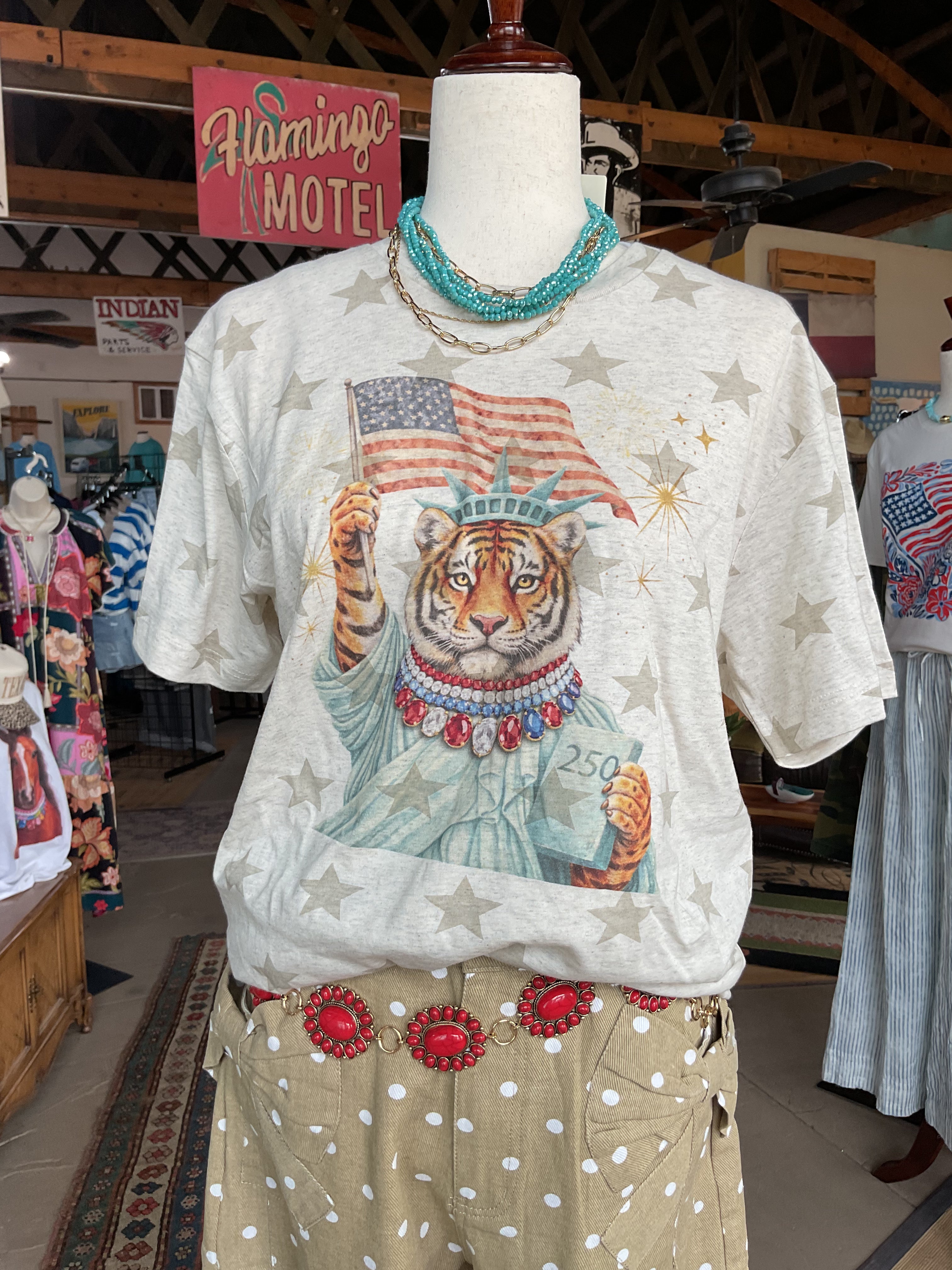Liberty Tiger Graphic Tee-Graphic Tees-Bling-A-GoGo, LLC-Stuffology - Where Vintage Meets Modern, A Boutique for Real Women in Crosbyton, TX