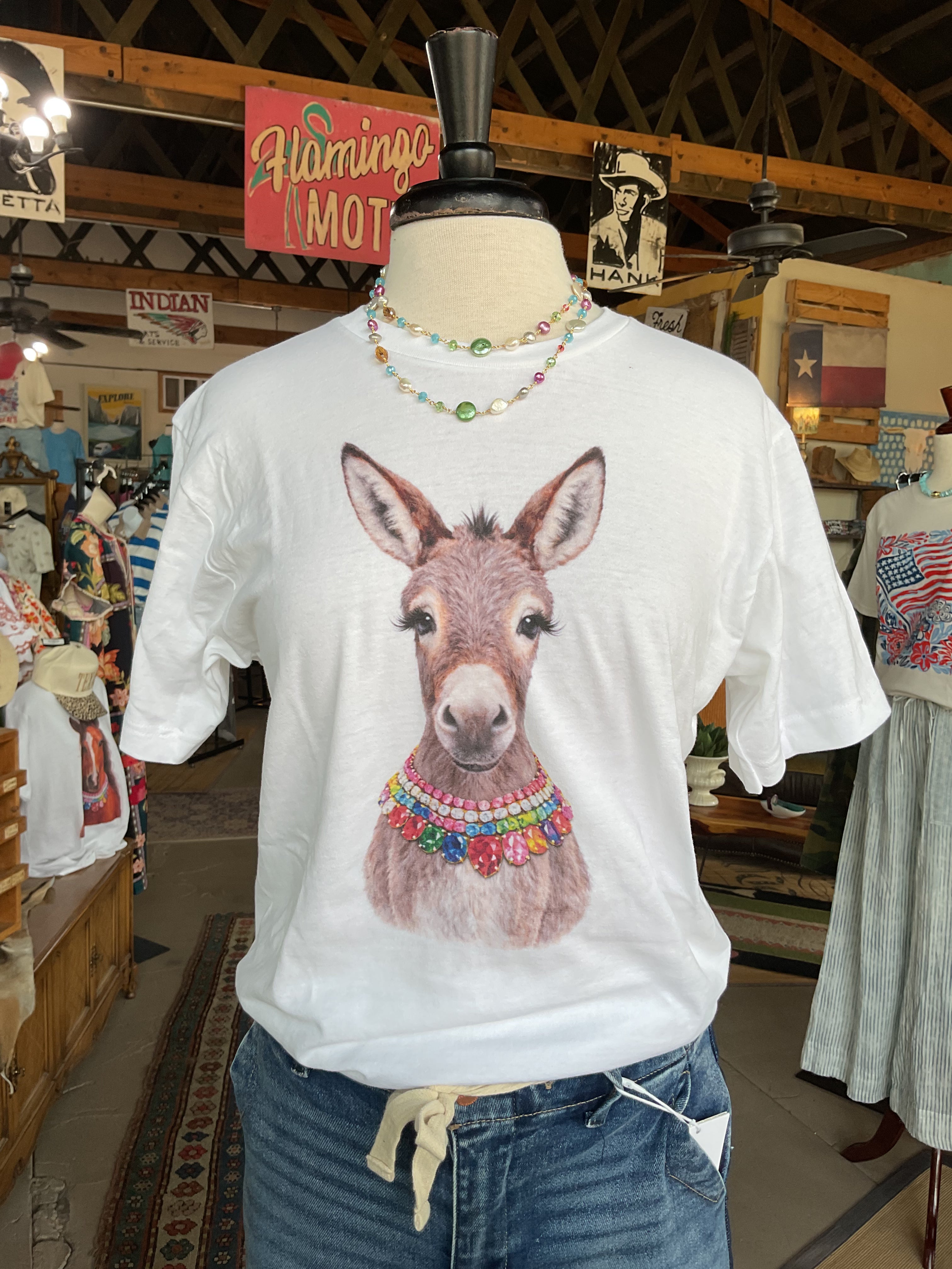 Jeweled Donkey Graphic Tee-Graphic Tees-Bling-A-GoGo, LLC-Stuffology - Where Vintage Meets Modern, A Boutique for Real Women in Crosbyton, TX