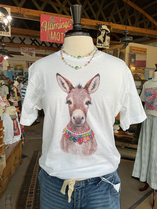 Jeweled Donkey Graphic Tee-Graphic Tees-Bling-A-GoGo, LLC-Stuffology - Where Vintage Meets Modern, A Boutique for Real Women in Crosbyton, TX