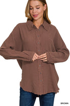 Oversized Gauze Shirt-Zenana-Stuffology - Where Vintage Meets Modern, A Boutique for Real Women in Crosbyton, TX