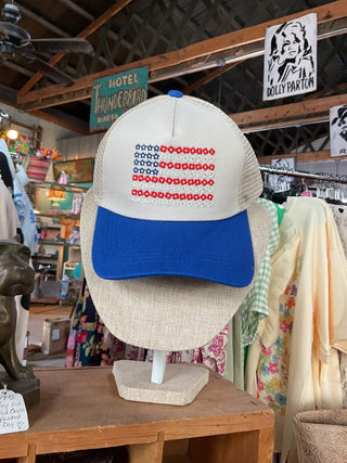 Hat - American Flag Embroidered-Trucker Hat-Zenana-Stuffology - Where Vintage Meets Modern, A Boutique for Real Women in Crosbyton, TX