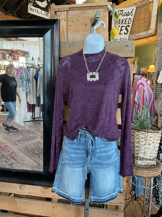 Textured Sheer Floral Knit Top-MESH TOP-Easel-Stuffology - Where Vintage Meets Modern, A Boutique for Real Women in Crosbyton, TX