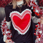 Red Doily Heart Graphic Tee-Graphic Tees-Stuffology Boutique -Stuffology - Where Vintage Meets Modern, A Boutique for Real Women in Crosbyton, TX