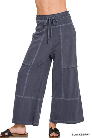 French Terry Wide Leg Pants with Exposed Seams-Pants-Zenana-Stuffology - Where Vintage Meets Modern, A Boutique for Real Women in Crosbyton, TX