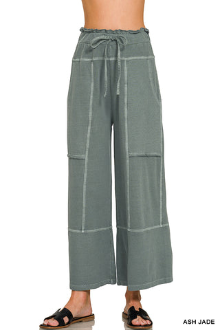 French Terry Wide Leg Pants with Exposed Seams-Pants-Zenana-Stuffology - Where Vintage Meets Modern, A Boutique for Real Women in Crosbyton, TX