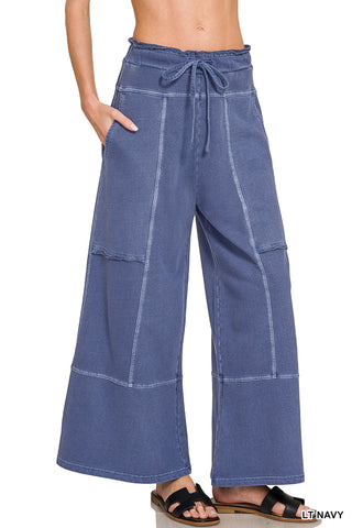 French Terry Wide Leg Pants with Exposed Seams-Pants-Zenana-Stuffology - Where Vintage Meets Modern, A Boutique for Real Women in Crosbyton, TX