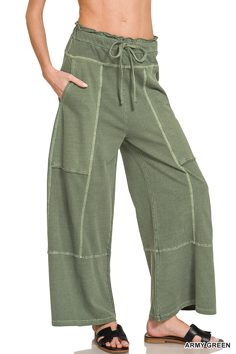 French Terry Wide Leg Pants with Exposed Seams-Pants-Zenana-Stuffology - Where Vintage Meets Modern, A Boutique for Real Women in Crosbyton, TX