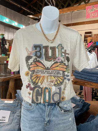 But God Boho Butterfly Graphic Tee-Graphic Tees-Willow Poppy-Stuffology - Where Vintage Meets Modern, A Boutique for Real Women in Crosbyton, TX
