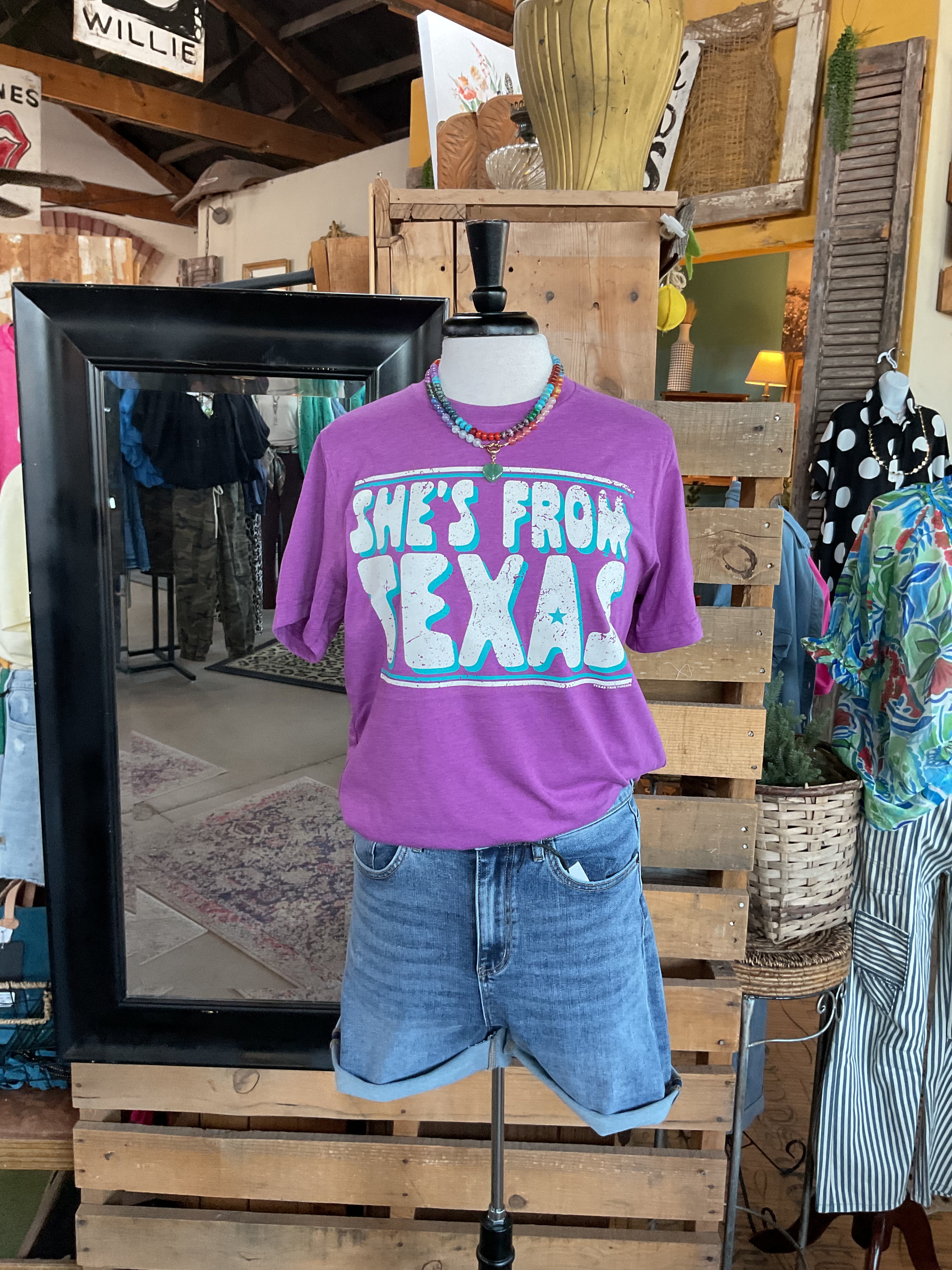 She's From Texas Graphic Tee-Graphic Tees-Texas True Threads-Stuffology - Where Vintage Meets Modern, A Boutique for Real Women in Crosbyton, TX