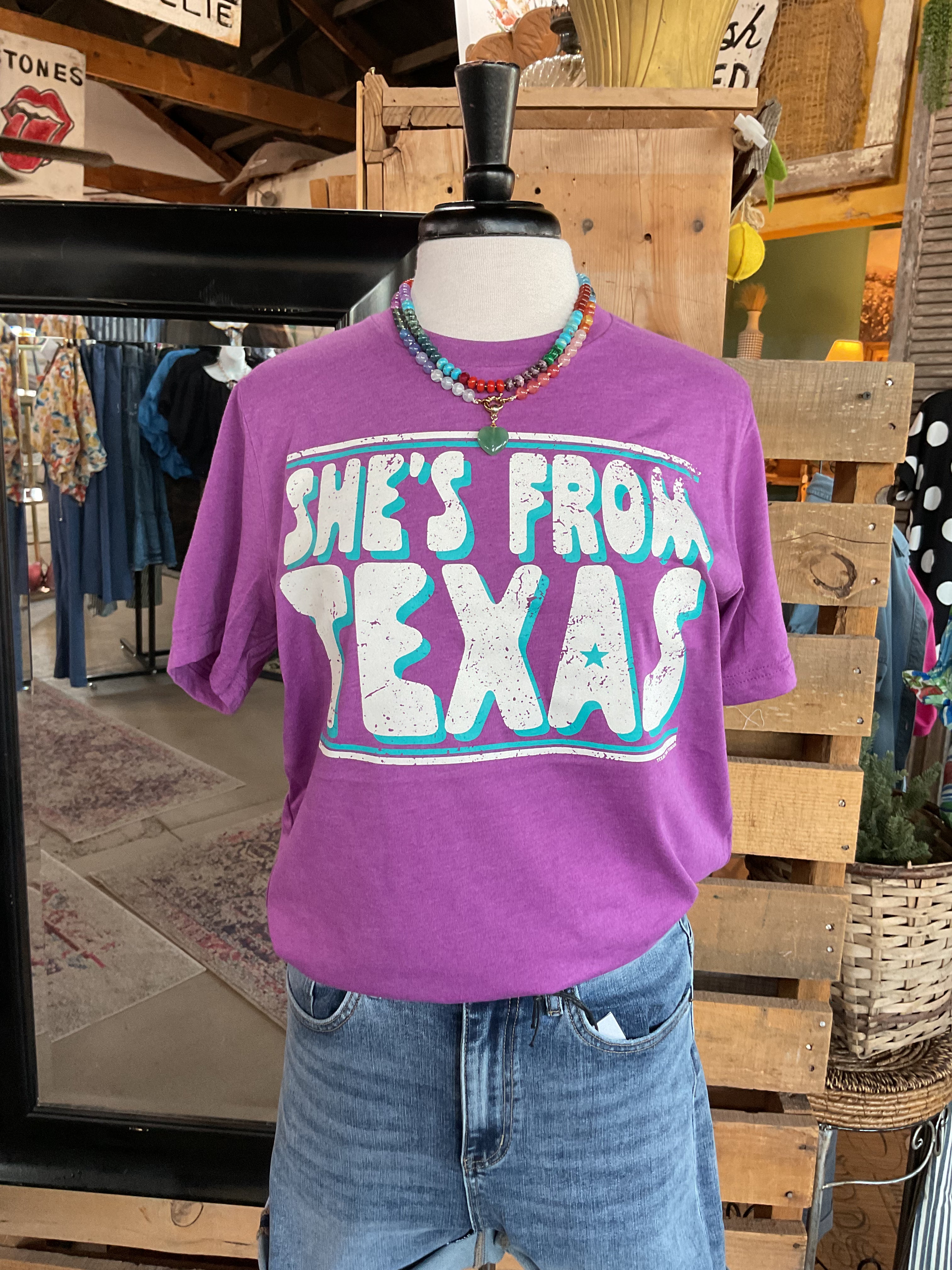 She's From Texas Graphic Tee-Graphic Tees-Texas True Threads-Stuffology - Where Vintage Meets Modern, A Boutique for Real Women in Crosbyton, TX