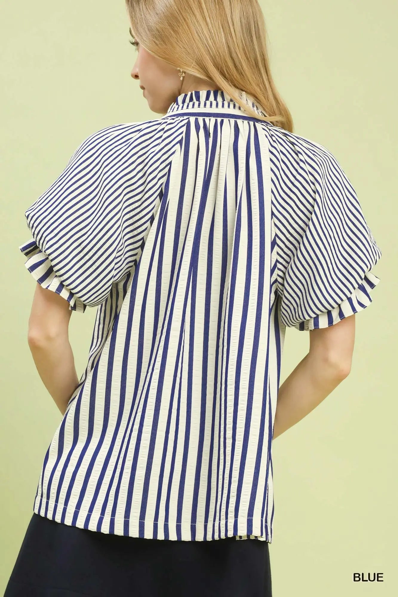 Seaside Stripe Ruffle Sleeve Top-Blouse-Umgee-Stuffology - Where Vintage Meets Modern, A Boutique for Real Women in Crosbyton, TX