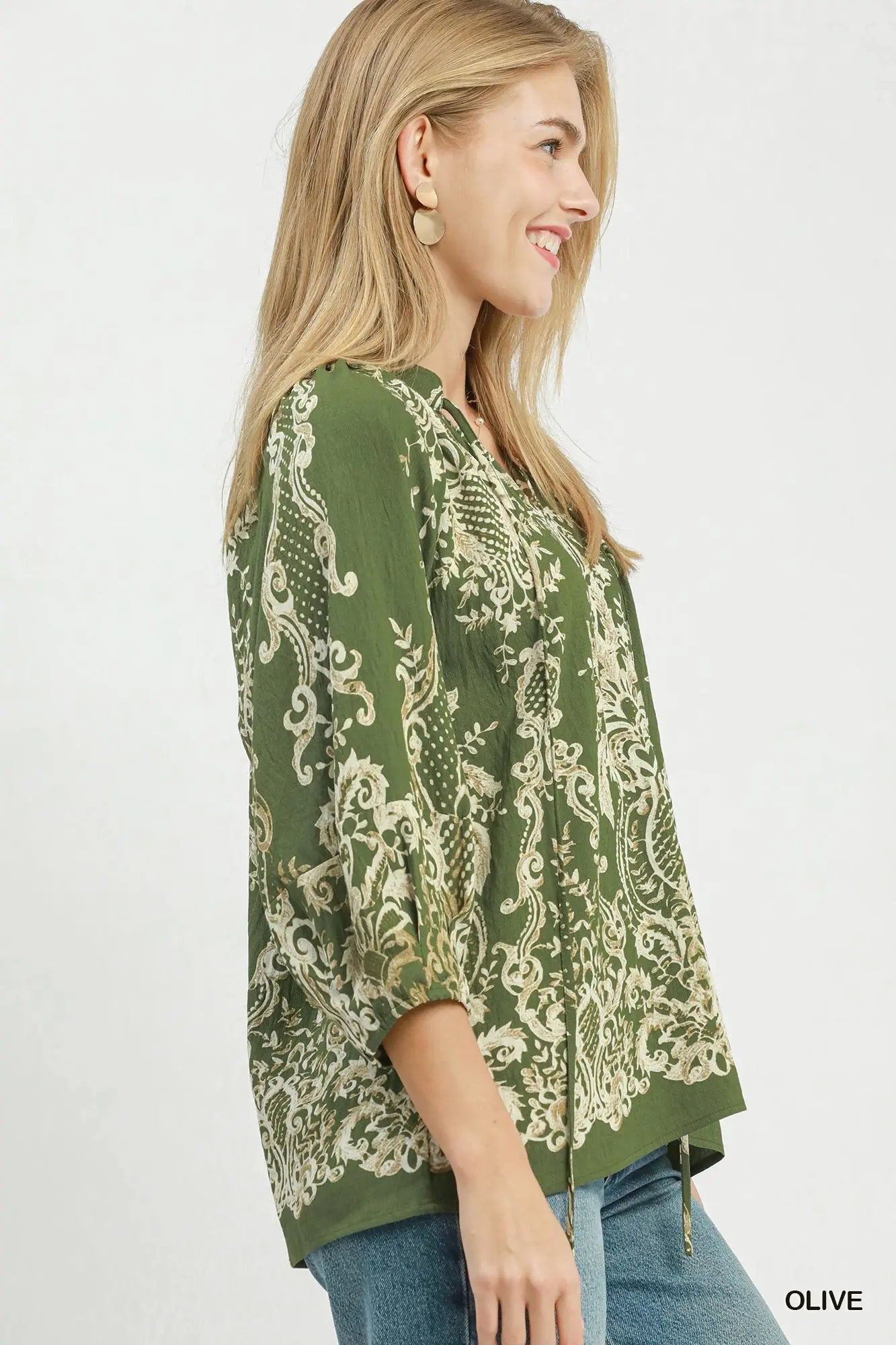 Olive Heirloom Blouse-Blouse-Umgee-Stuffology - Where Vintage Meets Modern, A Boutique for Real Women in Crosbyton, TX