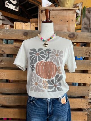 Boho Abstract Floral Pumpkin Graphic Tee/Crewneck-Graphic Tees-Willow Poppy-Stuffology - Where Vintage Meets Modern, A Boutique for Real Women in Crosbyton, TX