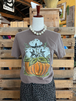 Cotton Pumpkin Graphic Tee-Graphic Tees-Baxter & Me-Stuffology - Where Vintage Meets Modern, A Boutique for Real Women in Crosbyton, TX