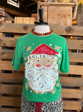 Green Believe Santa Graphic Tee