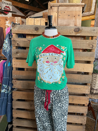 Green Believe Santa Graphic Tee