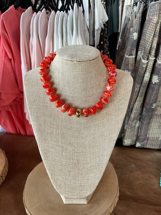 Orange Swirl Beaded Necklace