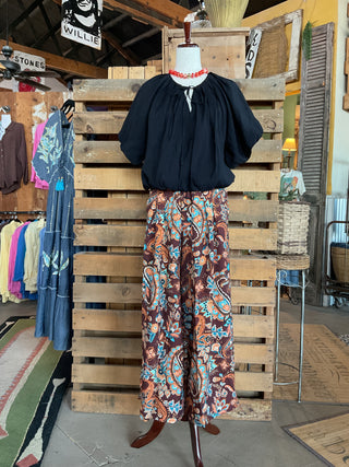 Paisley Print Embroidered Wide Leg Pants-Wide Leg Pants-Umgee-Stuffology - Where Vintage Meets Modern, A Boutique for Real Women in Crosbyton, TX