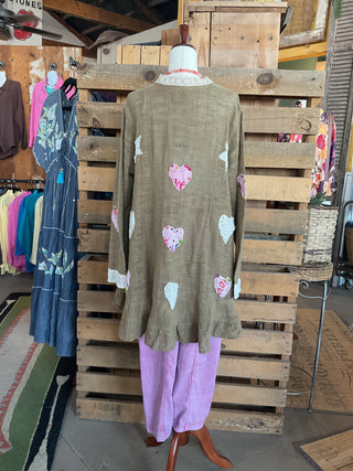Floral Heart and Star Crochet Lace Trim Cardigan-Cardigan-Pol Clothing-Stuffology - Where Vintage Meets Modern, A Boutique for Real Women in Crosbyton, TX