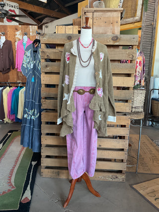Floral Heart and Star Crochet Lace Trim Cardigan-Cardigan-Pol Clothing-Stuffology - Where Vintage Meets Modern, A Boutique for Real Women in Crosbyton, TX
