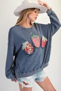 Strawberry Patch Washed Terry Pullover-Pullover Top-Easel-Stuffology - Where Vintage Meets Modern, A Boutique for Real Women in Crosbyton, TX