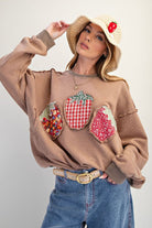 Strawberry Patch Washed Terry Pullover-Pullover Top-Easel-Stuffology - Where Vintage Meets Modern, A Boutique for Real Women in Crosbyton, TX