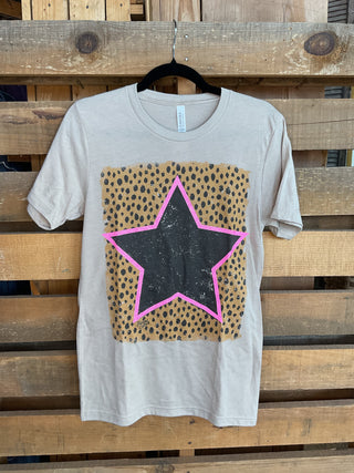 Cheetah Superstar Tee-Graphic Tees-Branded Cotton-Stuffology - Where Vintage Meets Modern, A Boutique for Real Women in Crosbyton, TX