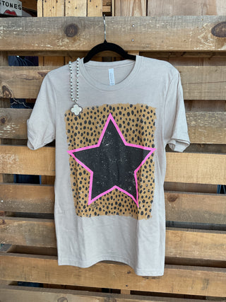 Cheetah Superstar Tee-Graphic Tees-Branded Cotton-Stuffology - Where Vintage Meets Modern, A Boutique for Real Women in Crosbyton, TX