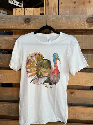 Watercolor Turkey Graphic Tee-Graphic Tees-Branded Cotton-Stuffology - Where Vintage Meets Modern, A Boutique for Real Women in Crosbyton, TX
