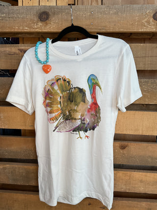 Watercolor Turkey Graphic Tee-Graphic Tees-Branded Cotton-Stuffology - Where Vintage Meets Modern, A Boutique for Real Women in Crosbyton, TX