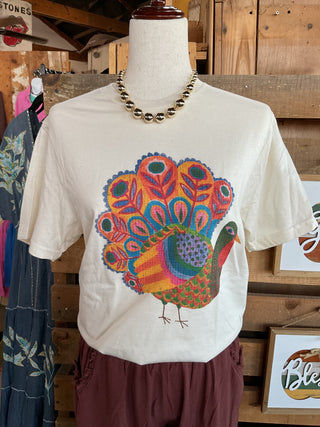 Bright Watercolor Turkey-Graphic Tees-Branded Cotton-Stuffology - Where Vintage Meets Modern, A Boutique for Real Women in Crosbyton, TX