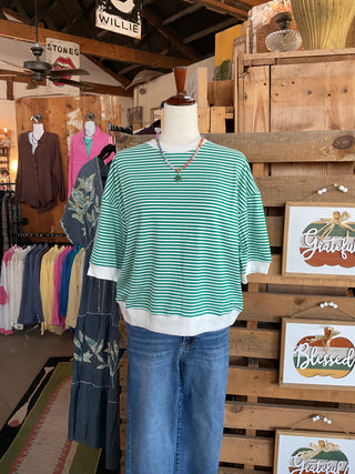 Striped Contrast Banded Top