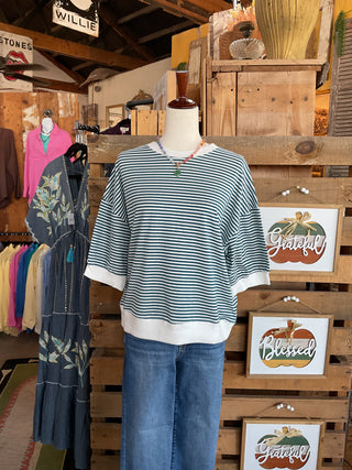 Striped Contrast Banded Top