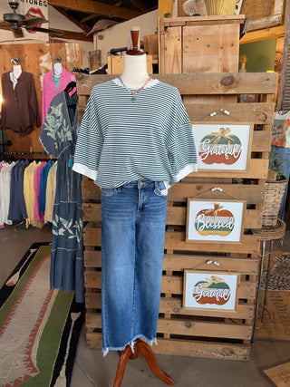 Striped Contrast Banded Top