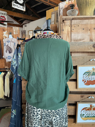 Olive Leopard Trim Dolman Sleeve Top-Dolman Sleeve Top-Umgee-Stuffology - Where Vintage Meets Modern, A Boutique for Real Women in Crosbyton, TX