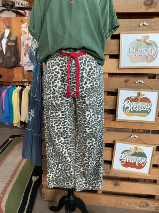 Braided Waist Belt Patch Leopard Pants-Pants-BiBi-Stuffology - Where Vintage Meets Modern, A Boutique for Real Women in Crosbyton, TX