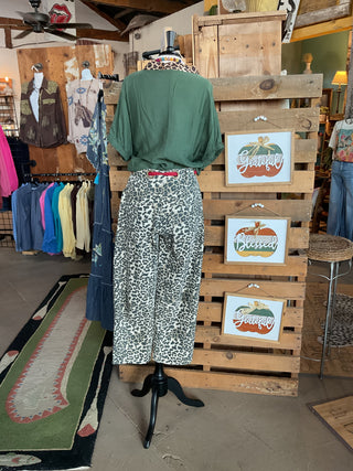 Braided Waist Belt Patch Leopard Pants-Pants-BiBi-Stuffology - Where Vintage Meets Modern, A Boutique for Real Women in Crosbyton, TX