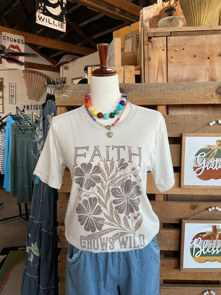 Faith Grows Wild Graphic Tee-Graphic Tees-Willow Poppy-Stuffology - Where Vintage Meets Modern, A Boutique for Real Women in Crosbyton, TX