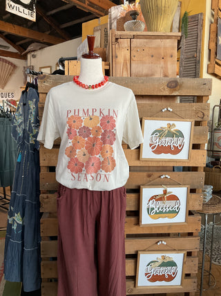 Pumpkin Season Light Beige Graphic Tee-Willow Poppy-Stuffology - Where Vintage Meets Modern, A Boutique for Real Women in Crosbyton, TX
