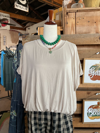 Double Lined Bamboo Bubble Sleeve Hem Top-Blouse-Umgee-Stuffology - Where Vintage Meets Modern, A Boutique for Real Women in Crosbyton, TX