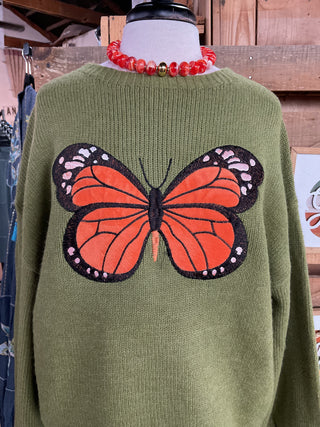 Embroidered Butterfly Crewneck Sweater