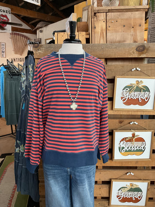 Stripe Comfy Casual Oversized Knit Top